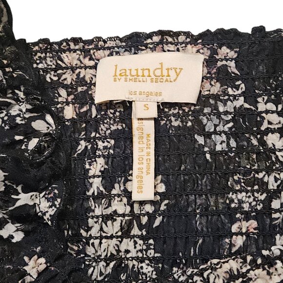 Laundry Black Stretchy Floral Blouse Small - Picture 2 of 10